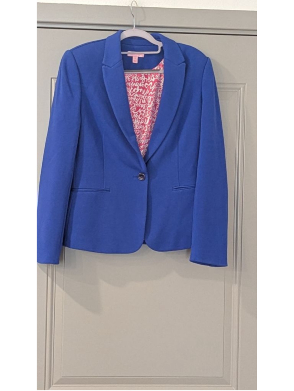 Women's Lilly Pulitzer Blazer M Blue Pink Lined Suit Jacket